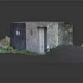 Octagonal Moss Covered Bunker Model With Green Vegetation And Black Base