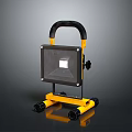 Portable LED Flood Light Fixture Combination With Black Handle And Yellow Stand Design