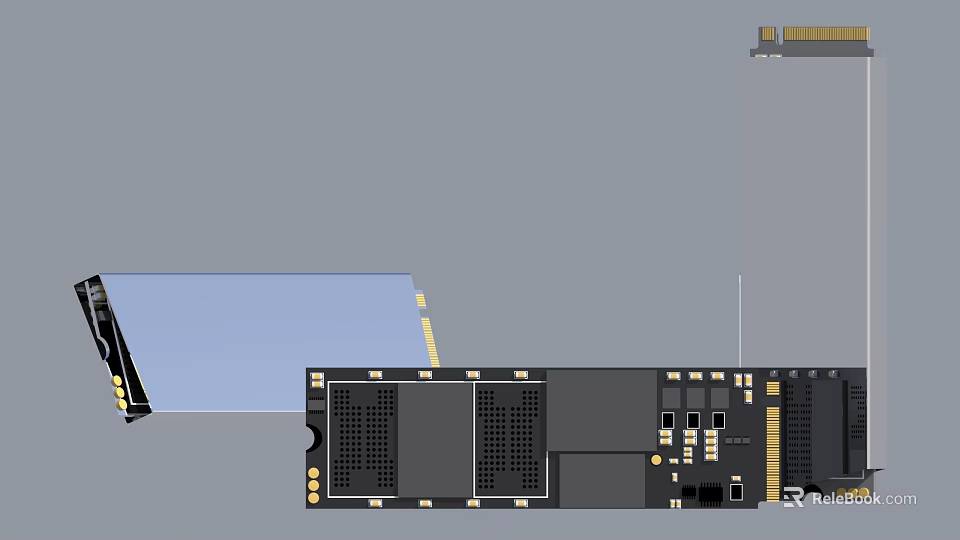 Black Circuit Board With Multiple Slots Interfaces And Yellow Connectors 3d model 