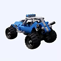 Electric Toy Blue Off Road Vehicle With Big Tires And Building Block Design