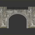 Ancient Stone Archway Structure With Weathered Surface And Black Metal Railing 3d model