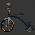 Stylish Vintage Blue Tricycle With Gold Accents And Brown Seat Design