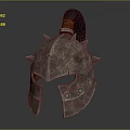 Ancient Warrior Spiked Helmet With Metallic Surface Visor And Top Plume 3d model