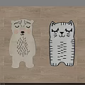 Cute Bear and Cat Shaped Rugs for Kids Room on Wooden Floor