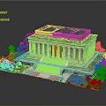 Classical Museum Building with Columns and Stone Steps Surrounded by Greenery and Trees 3d model