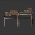 Wooden Display Stands With Baskets And Multi Tiered Storage Design 3d model