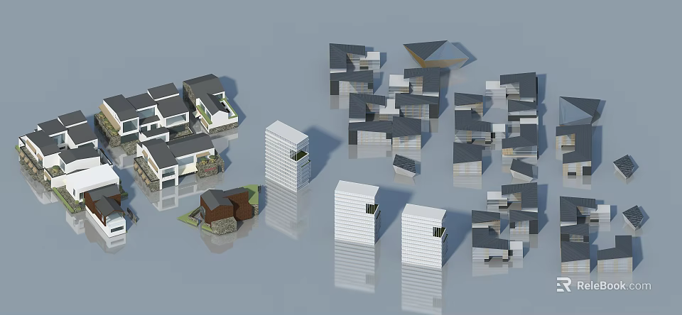 Side Hinged Swing Doors Featured in Various Modern Architectural Models Design 3d model