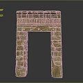 Traditional Stone Entrance Gate With Carved Top And Stacked Block Structure