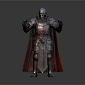 Silver Decorative Armor Statue With Red Cape For Home Living Room Decor