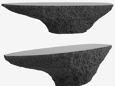 Modern Textured Stone Reception Desk With Smooth Top And Unique Base Design 3d model