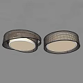 Elegant Round Woven Ceiling Light With Black Frame And White Illumination 3d model