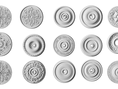 Ceiling Medallions with Various Decorative Patterns and Different Design Styles for Home Decoration 3d model