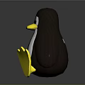Cute Knitted Penguin Doll With Dark Brown Body White Belly And Yellow Beak And Feet
