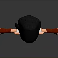 3D Cartoon Elf Character With Black Short Hair Red Dress White Sleeves And Outstretched Arms
