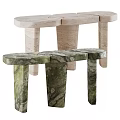Natural Marble Console Table And Side Cabinet With Modern Design And Unique Leg Structure 3d model