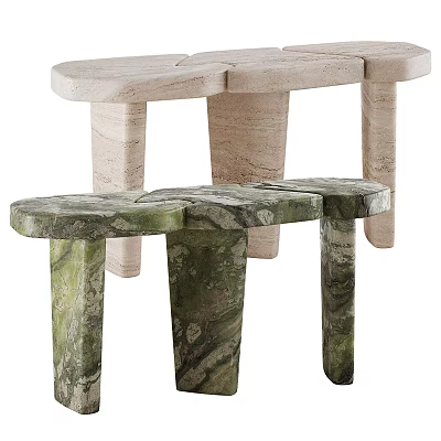 Natural Marble Console Table And Side Cabinet With Modern Design And Unique Leg Structure 3d model