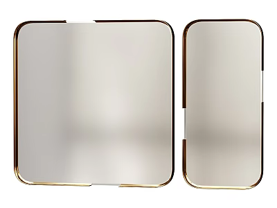 Two Modern Square Mirrors With Gold Frames And Sleek Contemporary Design 3d model