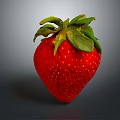 Juicy Fresh Ripe Strawberry With Green Leaves On Gray Background