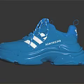 Blue Modern Lace Up Sneakers With Thick Sole And White Stripes Sporty Design