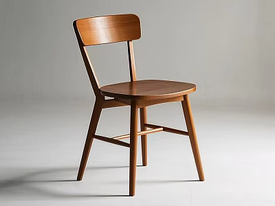 Simple Modern Wooden Dining Chair With Curved Backrest And Solid Support Legs 3d model