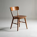 Simple Modern Wooden Dining Chair With Curved Backrest And Solid Support Legs 3d model