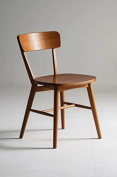 Simple Modern Wooden Dining Chair With Curved Backrest And Solid Support Legs 3d model