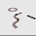 Curved Toy Train Tracks With Small Toy Cars On Yellow Background