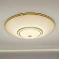 Elegant Modern Round Ceiling Light With Golden Frame And White Lampshade 3d model