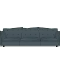 Modern Multi Seat Sofa With Blue Fabric Cushioned Backrest And Armrests 3d model