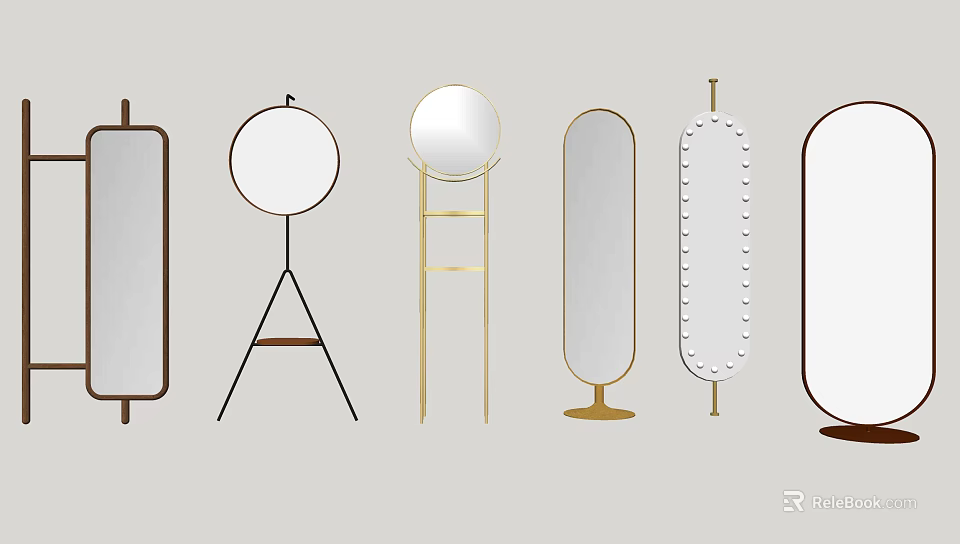 Modern Mirror Designs With Various Shapes And Different Stand Styles 3d model