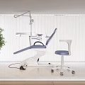 Modern Dental Clinic Interior With Blue Chair Stool White Blinds And Potted Plant
