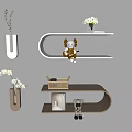 Modern Floating Wall Cabinets Interior With Vase Flowers Figurine Books Photo Frame