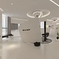 Modern Salon Interior Design With White Ambiance Black Chairs And Modern Lighting
