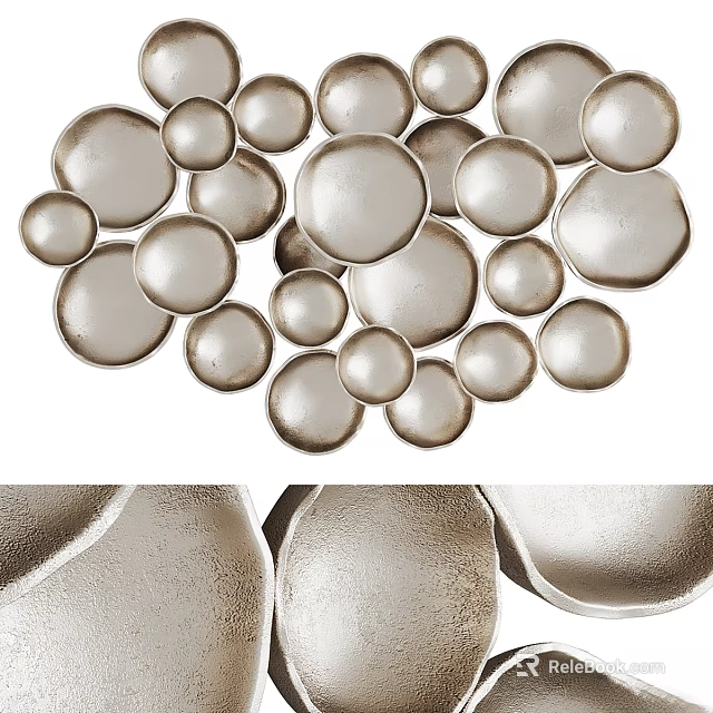 Modern Metallic Circular Wall Decor With Sphere Orbs For Home Interior 3d model