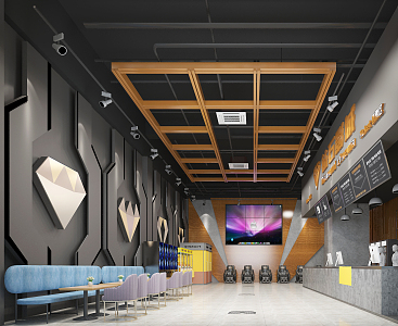 Industrial LOFT Cinema Hall Cinema Ticket Waiting Hall 3d model