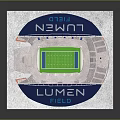 Detailed Lumen Field Stadium Model With Seating Sections And Blue Exterior