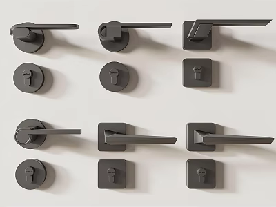 Modern Black Door Handles With Various Contemporary Designs And Stylish Shapes 3d model