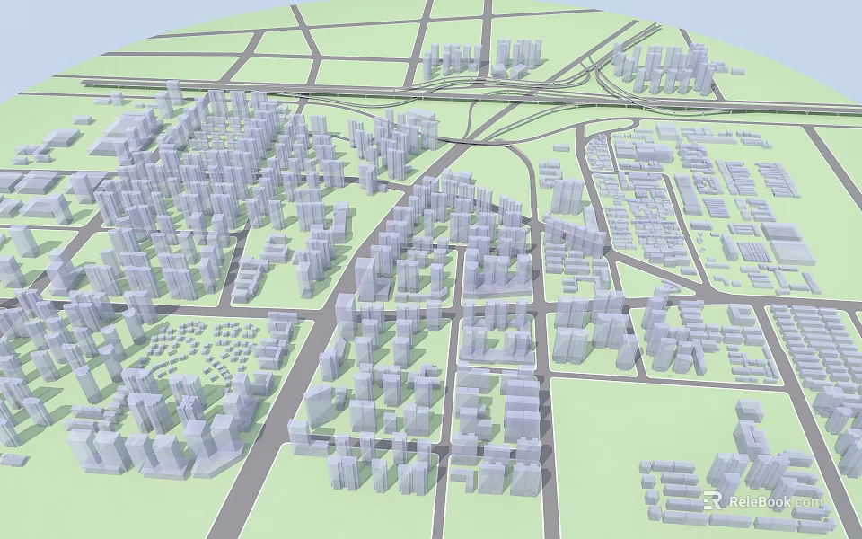 Urban Building Complex 3D Model Featuring High Rise Buildings And Road Layout 3d model 