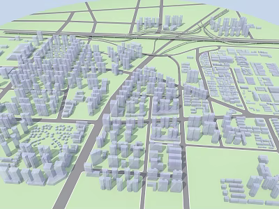 Urban Building Complex 3D Model Featuring High Rise Buildings And Road Layout 3d model