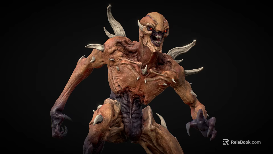 Menacing Fantasy Monster Character With Spikes Sharp Claws And Rough Skin 3d model 