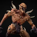 Menacing Fantasy Monster Character With Spikes Sharp Claws And Rough Skin