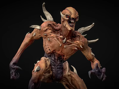 Menacing Fantasy Monster Character With Spikes Sharp Claws And Rough Skin 3d model