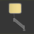 Vehicle Side Mirror With Yellow Reflective Surface And Metal Adjustable Arm