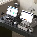 Commercial POS Equipment For Retail Checkout Counter With Terminals Cash Drawers And Scanner