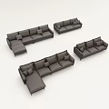 Modern Gray Sofa Set With L Shaped Three Seater And Two Seater Cushions 3d model