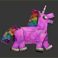 Cute Pink Pixel Art Unicorn With Rainbow Mane And Tail Design