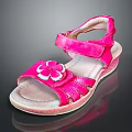 Pink Kids Sandals With Flower Decoration And Velcro Straps Comfortable Sole