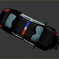 3D Model Police Car With Black White Body And Blue Red Flashing Lights