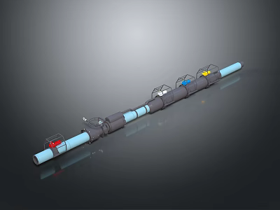 Contemporary Linear Lighting Combination with Blue Body and Multi Colored Accents for Modern Interiors 3d model