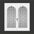 Elegant White Furniture Double Doors With Intricate Laser Cut Geometric Patterns